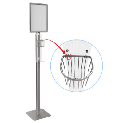 Sanitizer Station PRO - Single Sided Display w/ Liquid Dispenser and Acrylic Utility Basket